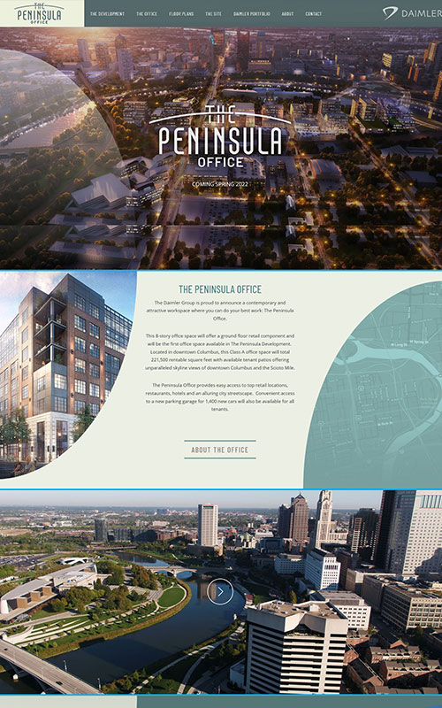 Screenshot of The Daimler Group's Peninsula Office development website home page.