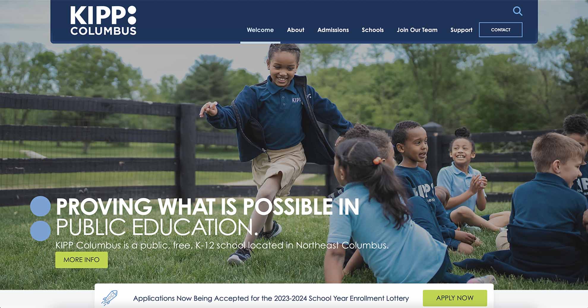 Screenshot of KIPP Columbus Schools website, designed, built and managed by Madison + Fifth.